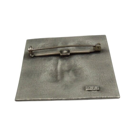 LION FACE Brooch Pin Silver Tone Metal by JJ Vintage 1.7 x 1.7" - Picture 7 of 7